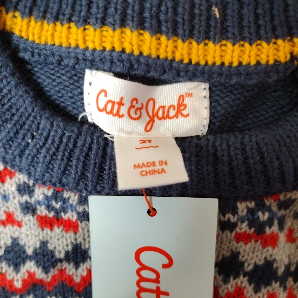 NWT Cat & Jack Fair Isle Knit Kid's Sweater Size 2T Blue - Picture 4 of 4